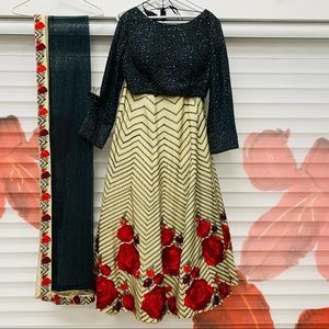 Navy blue designer lengha